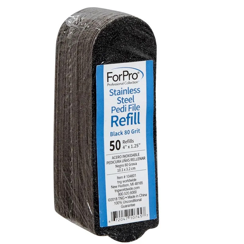 ForPro Stainless Steel Pedi File Refill Black 80 Grit